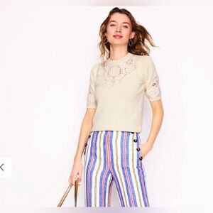 NWT Embroidered Yoke Knitted Tee
